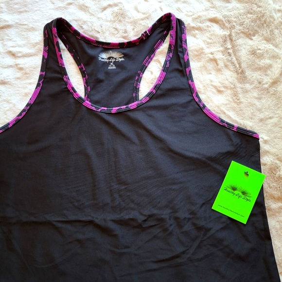 Healthy Life Style Tops - Healthy Life Style XL Black Purple Activewear Tank Top